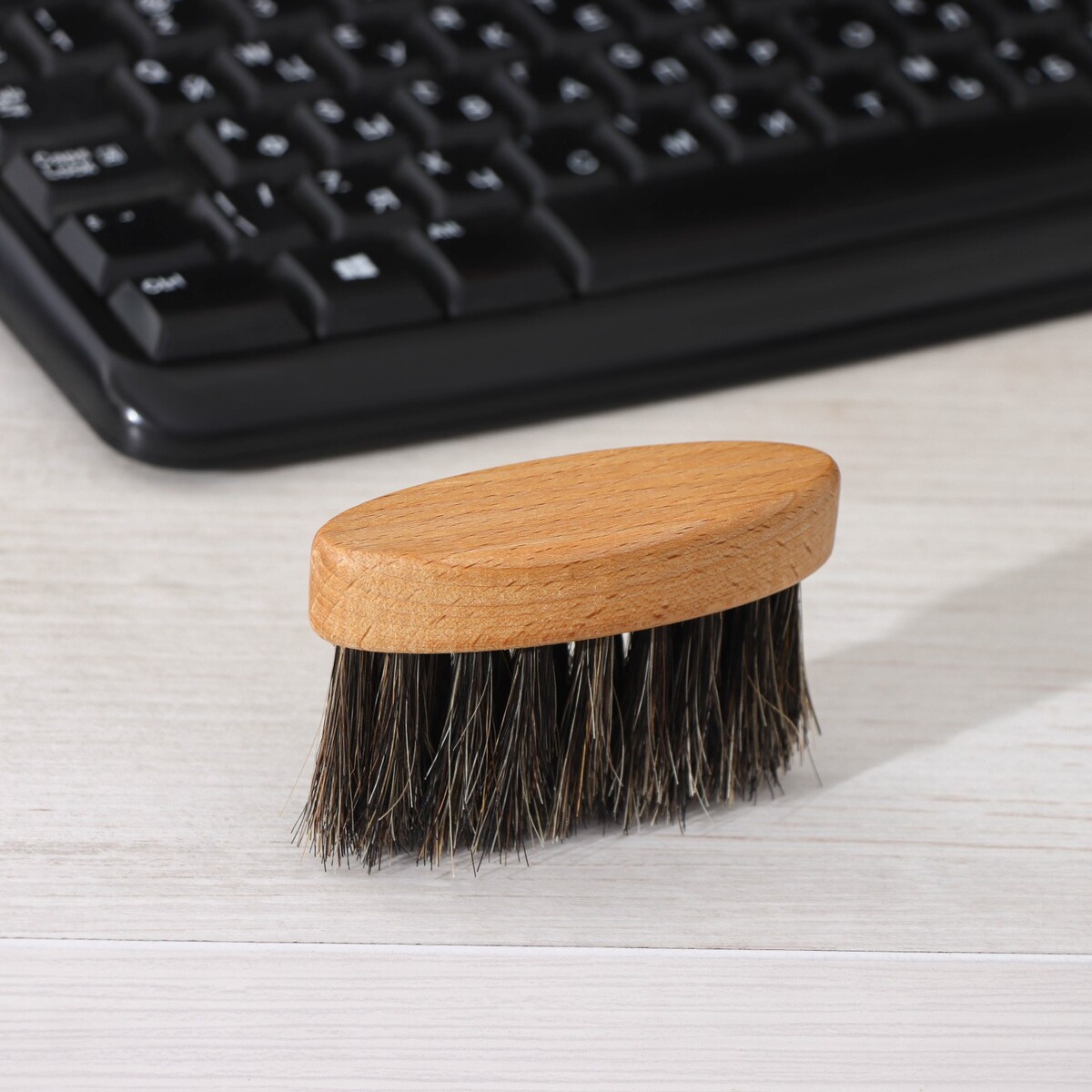Щетка для клавиатуры компьютера, 8,5×3×1,6 см, 22 пучка, натуральный конский волос щетка для обуви 10 2×3 5 см 59 пучков натуральный волос