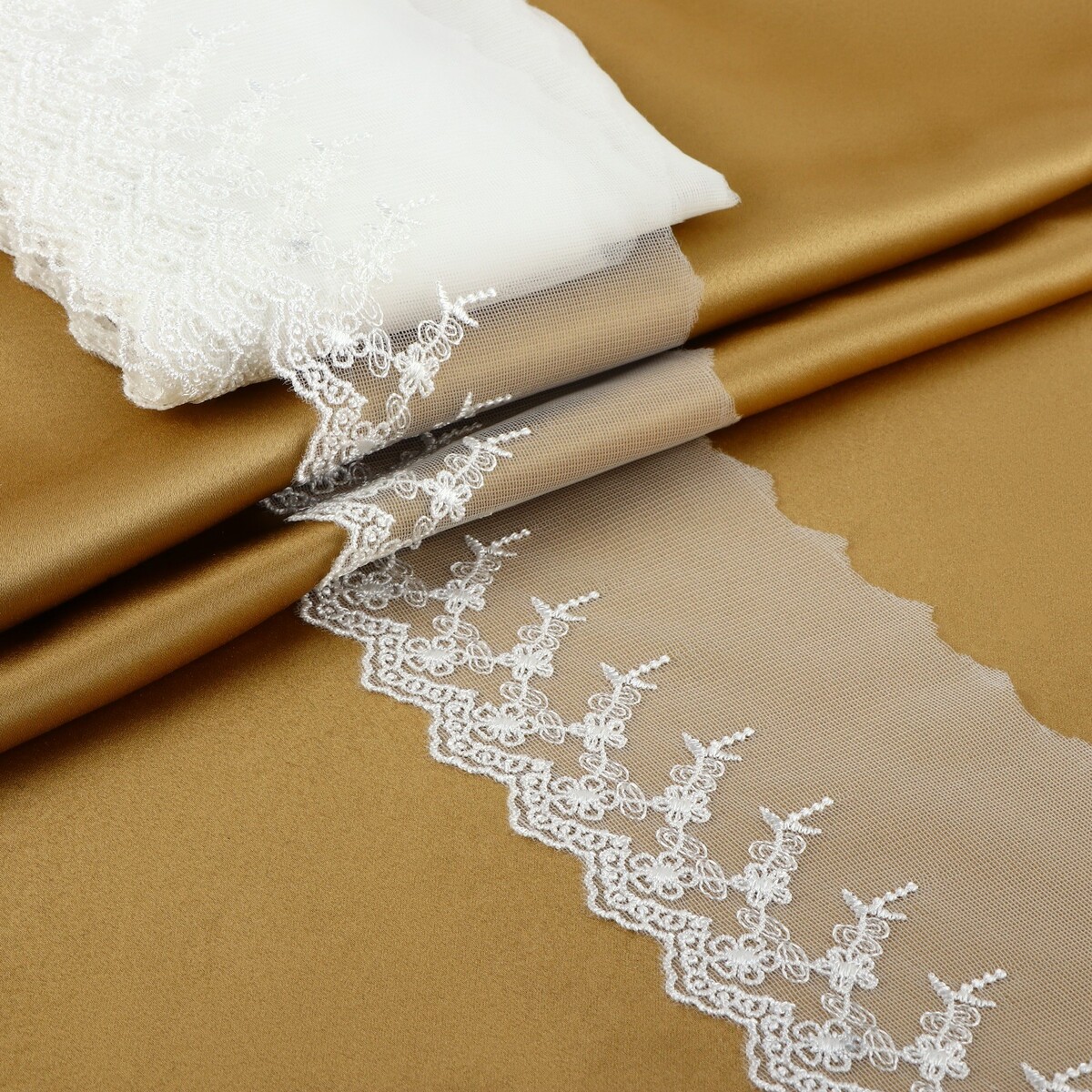Кружево на сетке, 110 мм × 9 ± 0,5 м, цвет белый ifratti одеяло кружево в009см