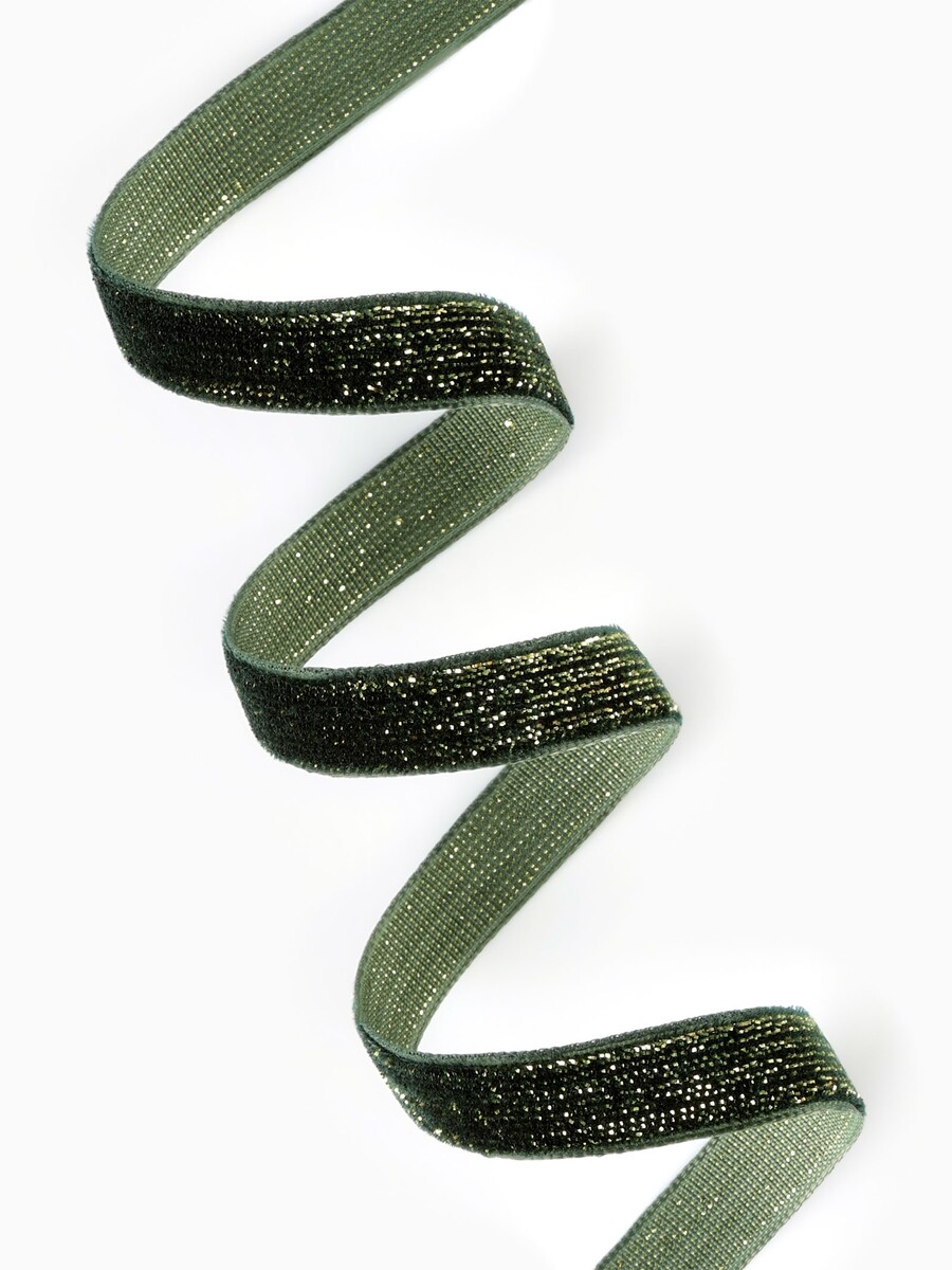 

Лента бархатная, с золотым люрексом, 10 мм, 18±1 м, зеленая №165, Зеленый