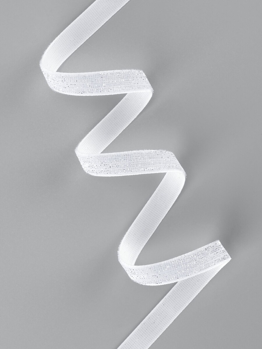 

Лента бархатная, с серебряным люрексом, 10 мм, 18±1 м, белая №01, Белый