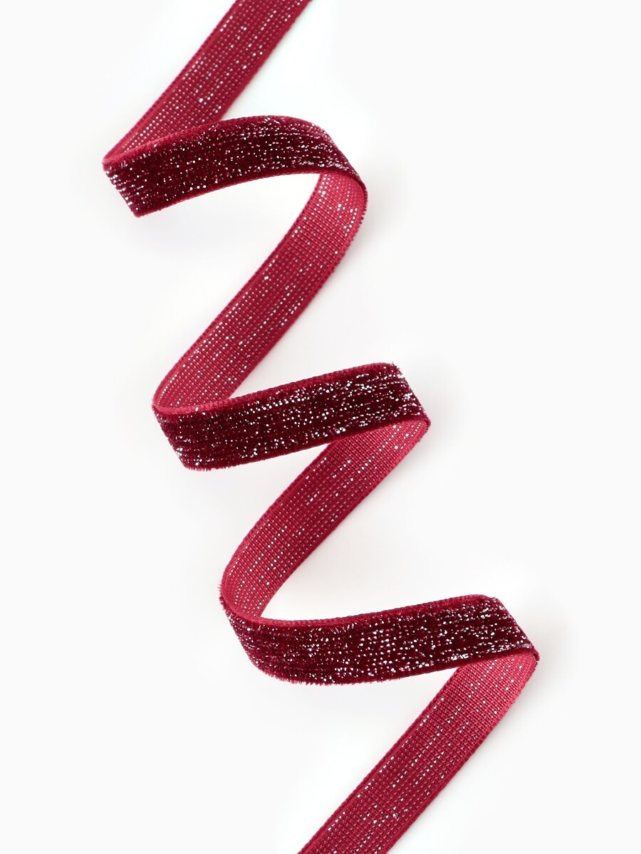 

Лента бархатная, с серебряным люрексом, 10 мм, 18±1 м, бордовая №46, Серебристый;бордовый