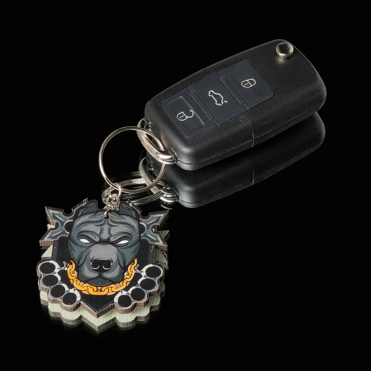 Брелок для автомобильного ключа, питбуль No brand, цвет черный 05578502 - фото 1