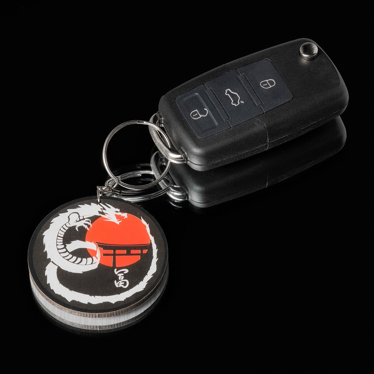 Брелок для автомобильного ключа, дракон No brand, цвет черный 05578616 - фото 1