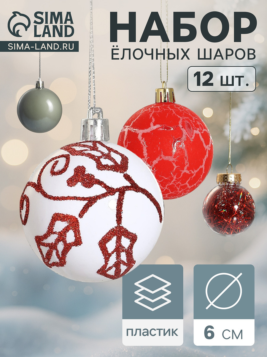 

Ёлочные игрушки, Прозрачный;красный