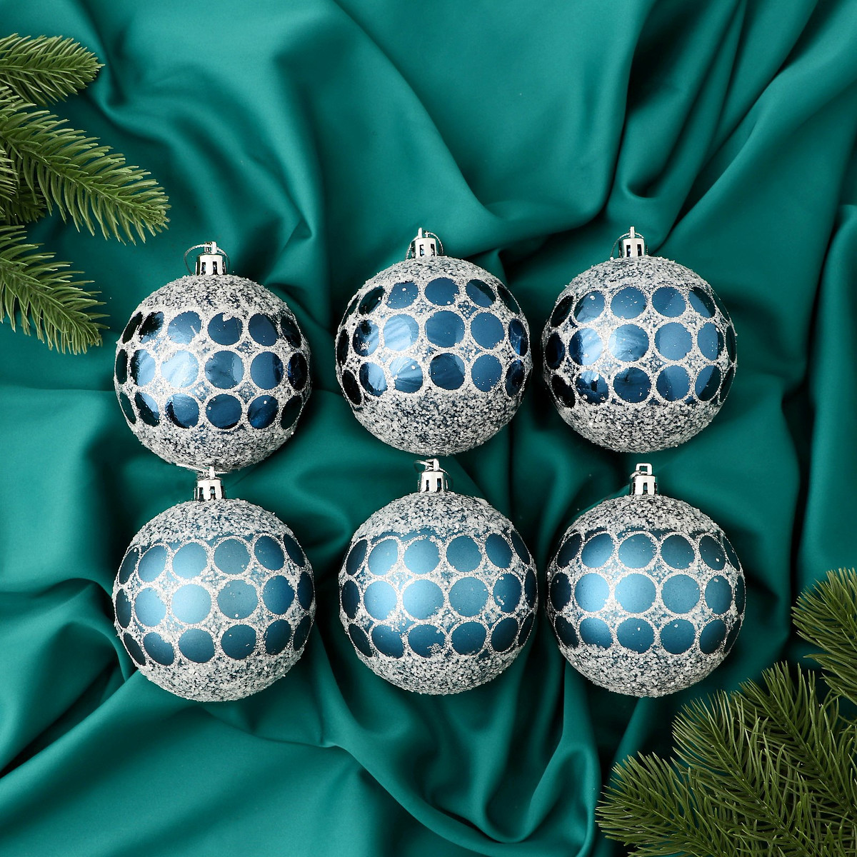 

Ёлочные игрушки, Синий;серебристый