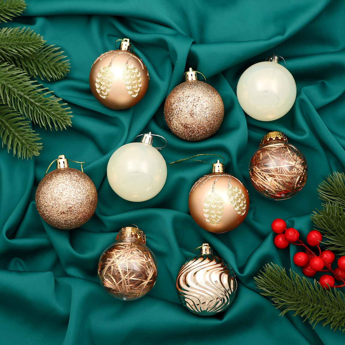 

Ёлочные игрушки, Разноцветный;прозрачный;золотистый;белый