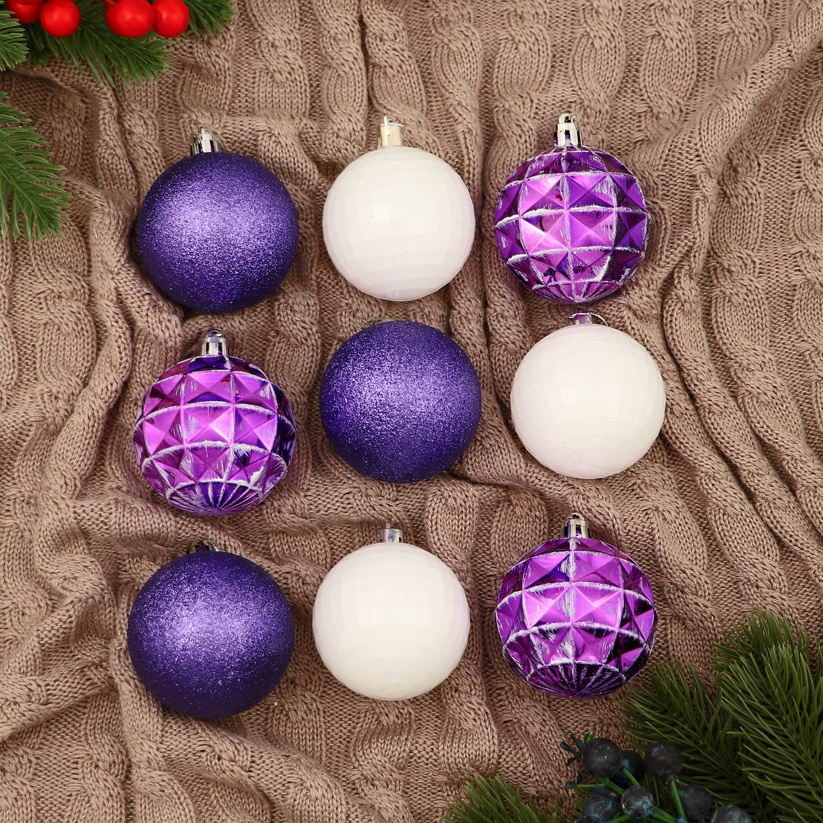 

Ёлочные игрушки, Разноцветный;белый;фиолетовый