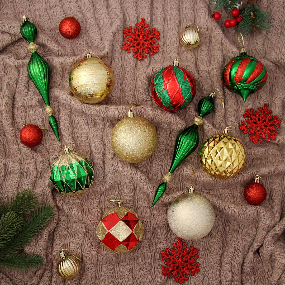 

Ёлочные игрушки, Разноцветный;зеленый;золотистый;красный