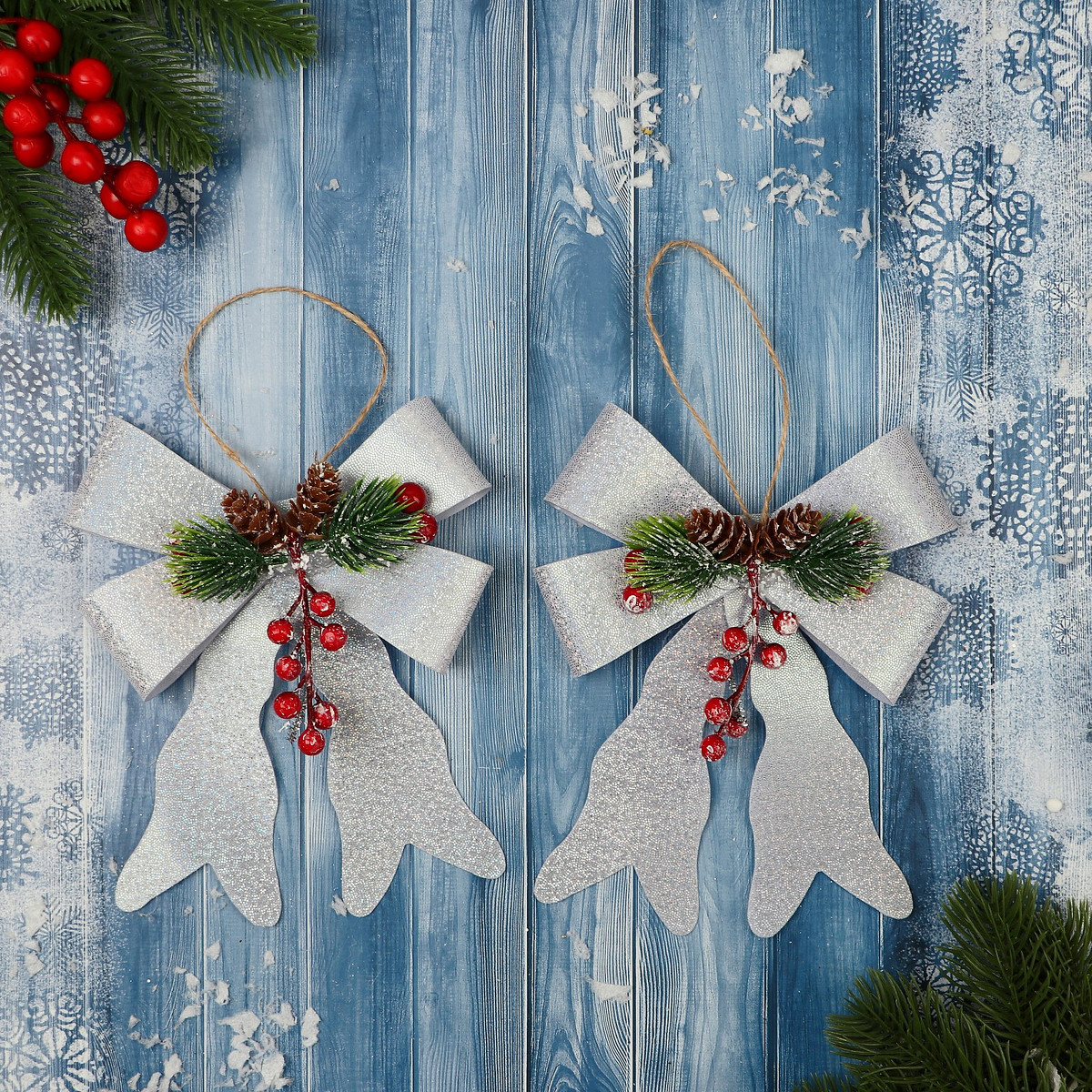 

Ёлочные игрушки 2 шт., Серебристый