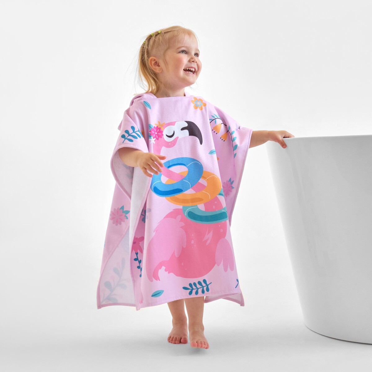 Полотенце пончо махровое платье детское batik 010 п22 2 розовый фламинго 110