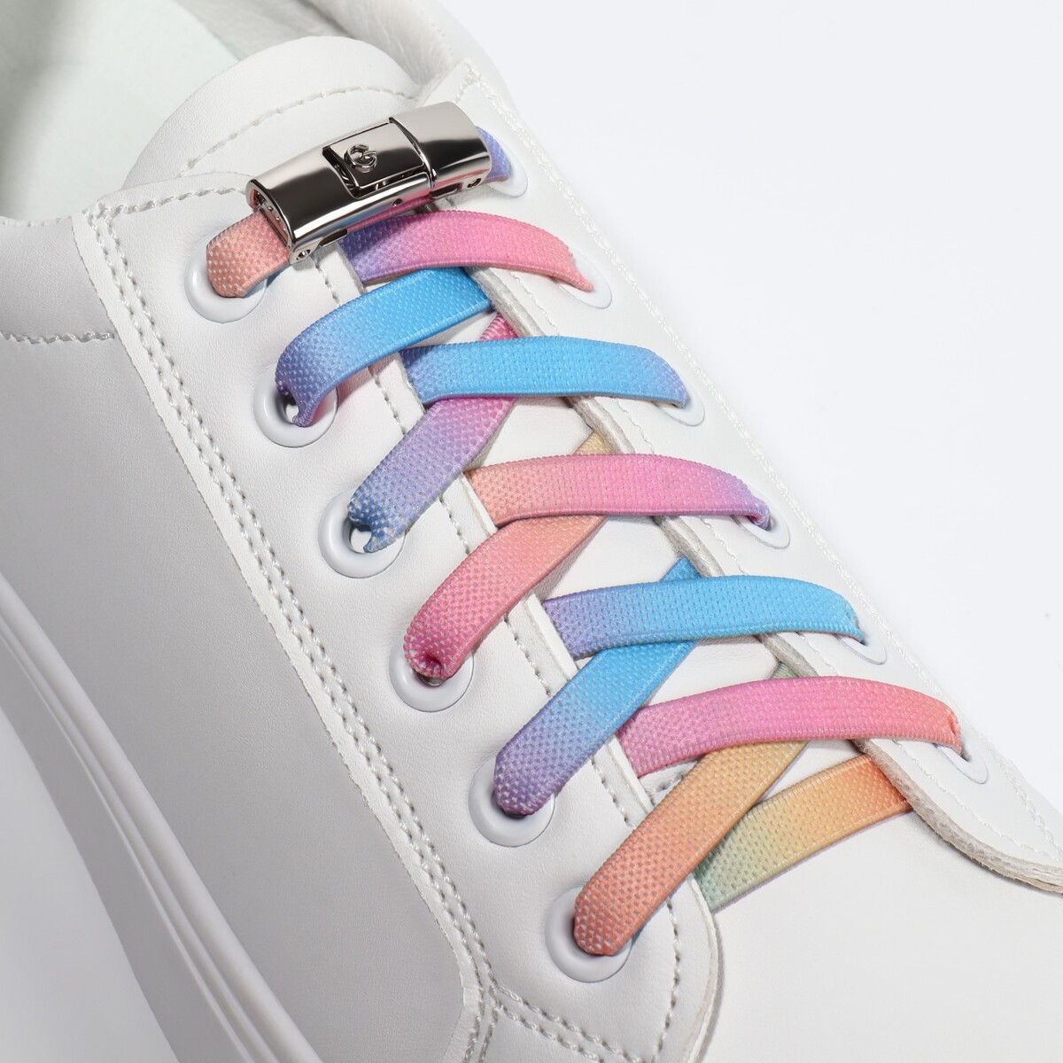 фото Шнурки для обуви, пара, с плоским сечением и фиксатором на магнитах, 100 см, цвет разноцветный onlitop