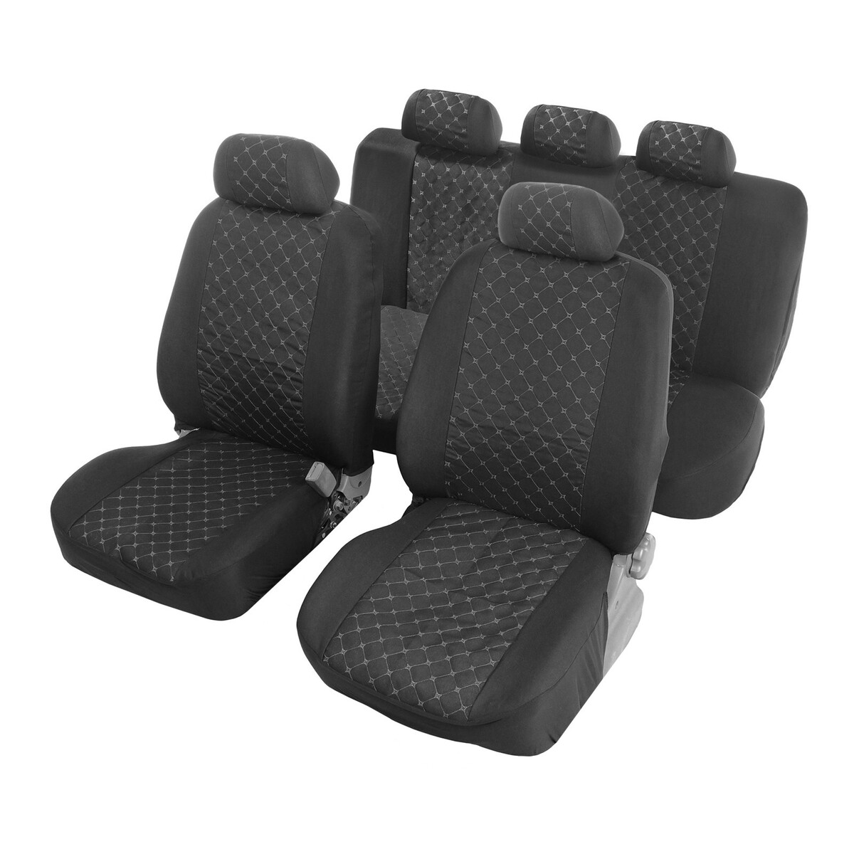 фото Чехлы на сиденья в автомобиль torso premium, 11 предметов, белая строчка