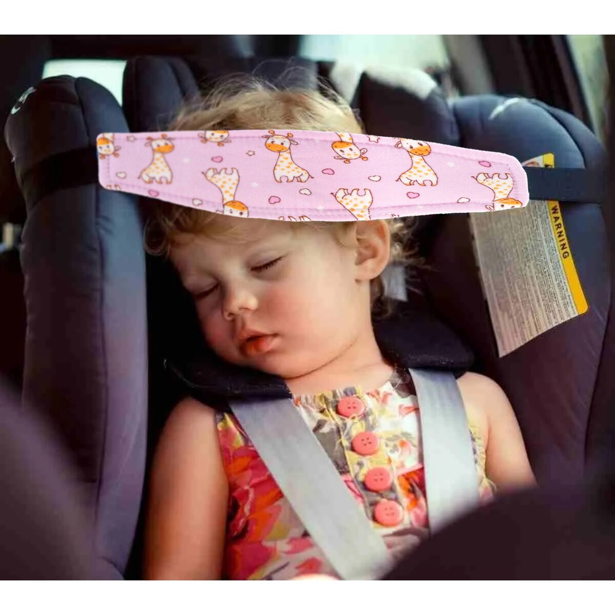 Повязка-фиксатор детская лицевая, для поддержки головы в автокресле, жирафик, розовая декор для творчества текстиль вышивка бабочка зелёно розовая 4 3х5 5 см
