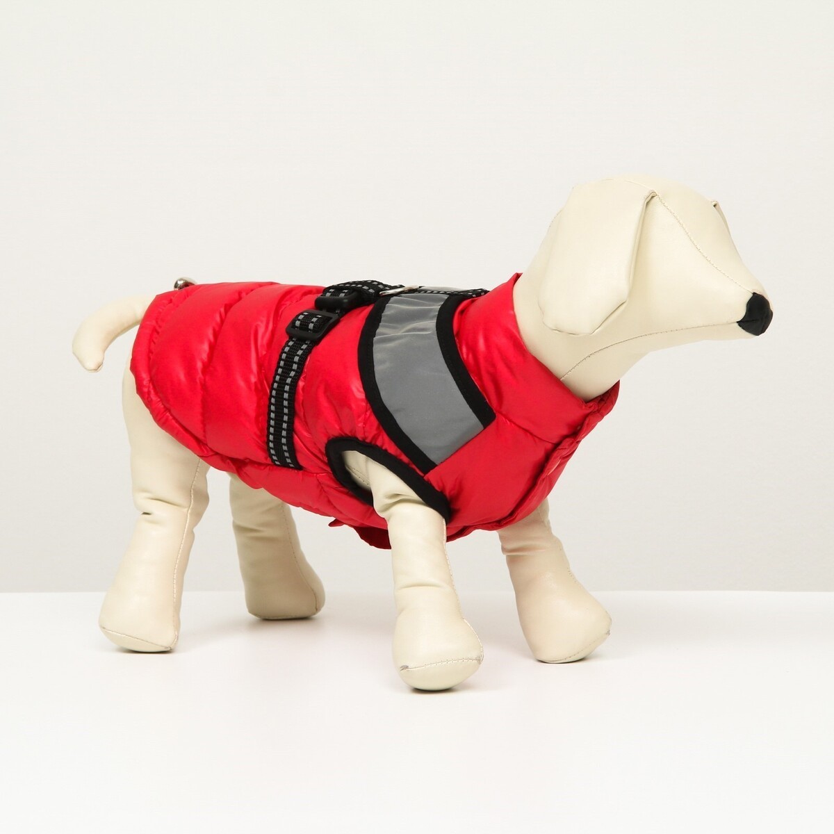 Куртка для собак со светоотражающей шлейкой, размер 18 (дс 40, ог 50, ош 38),красная