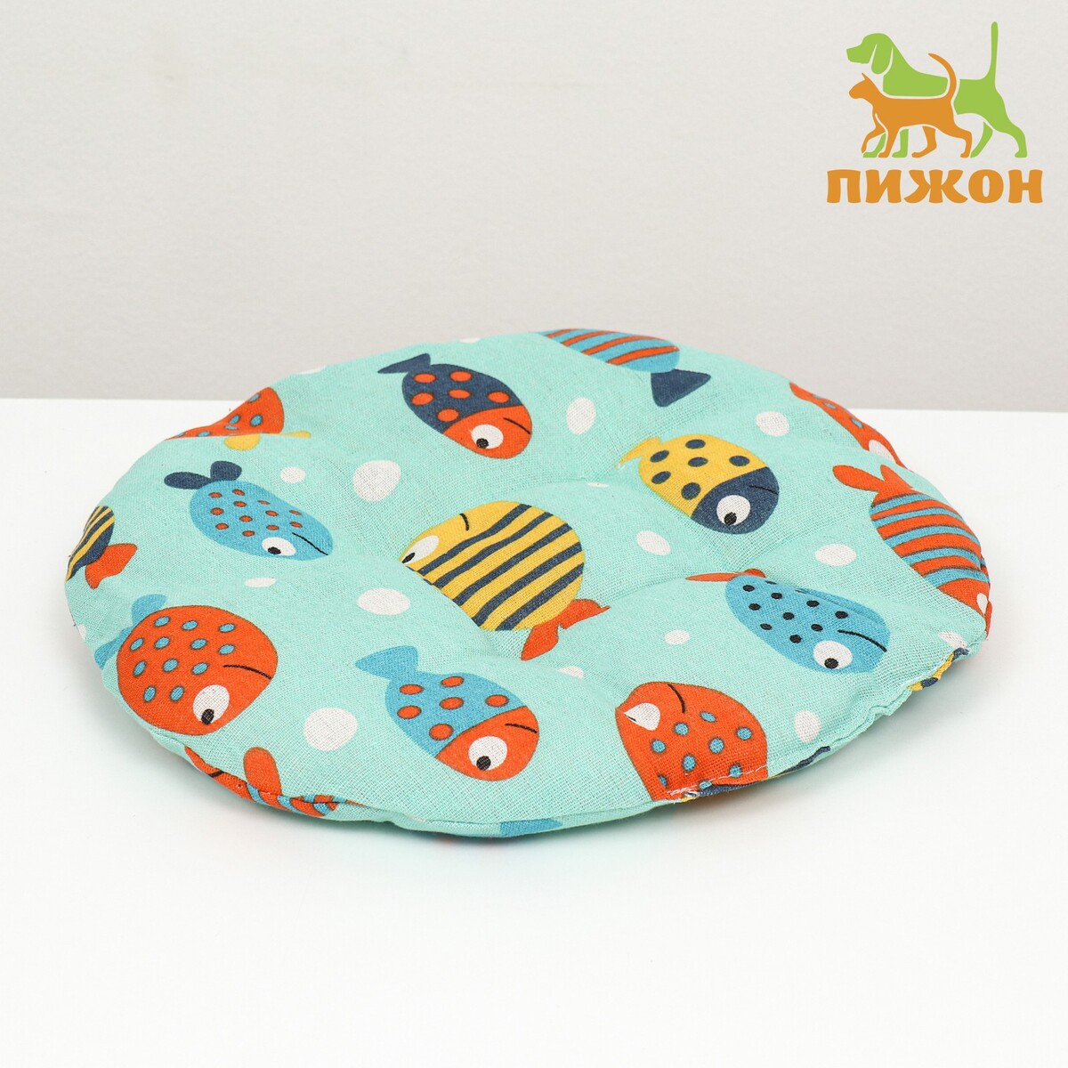 

Лежанка для животных (хлопковый наполнитель), 33 см, с рыбками, Голубой