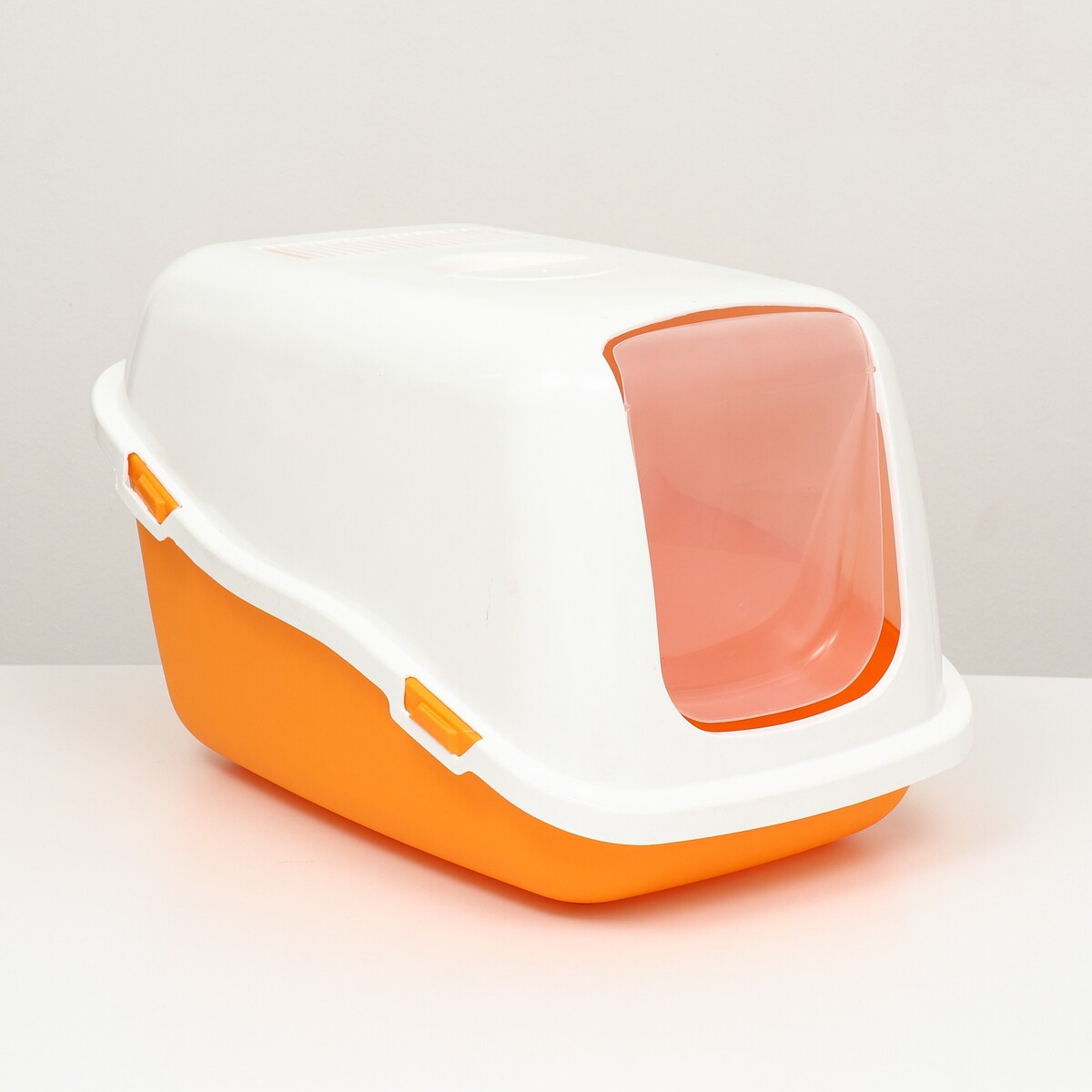 Pet-it домик-туалет для кошек comfort, (совок в наборе), 57x39x41, оранжевый/белый туалет домик 36 х 37 х 51 см бело