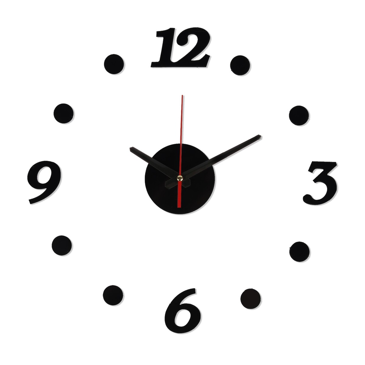 Часы-наклейка, серия: diy, плавный ход, d-40 см, черные