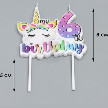 Свеча в торт my birthday, цифра 6