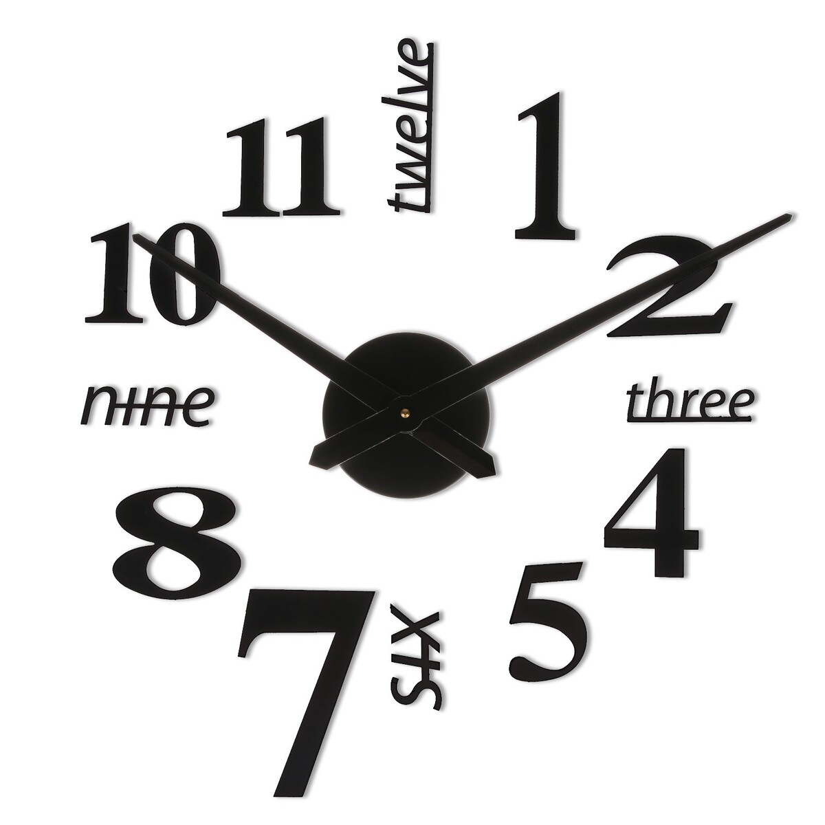 Часы-наклейка, серия: diy, d-120 см, мин. стрелка 39 см, ч. стрелка 31.5 см, черные постер 13 18 виды с пб стрелка васильевского острова арт 8161