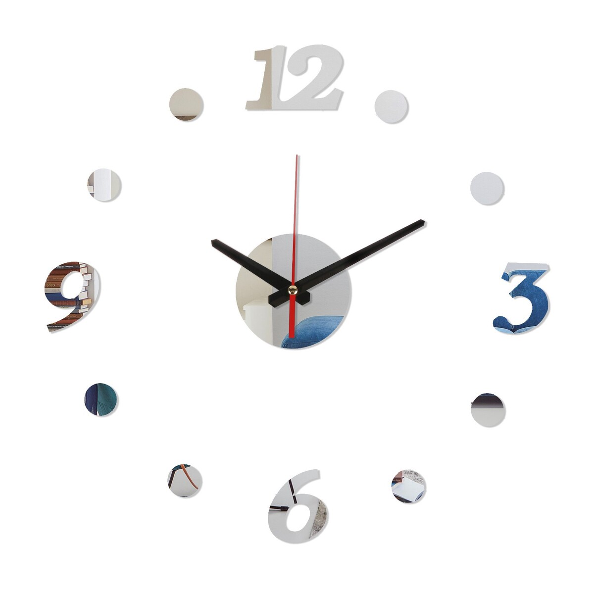 Часы-наклейка, серия: diy, плавный ход, d-40 см, серебро умные часы prolike plsw5500sl1 серебро