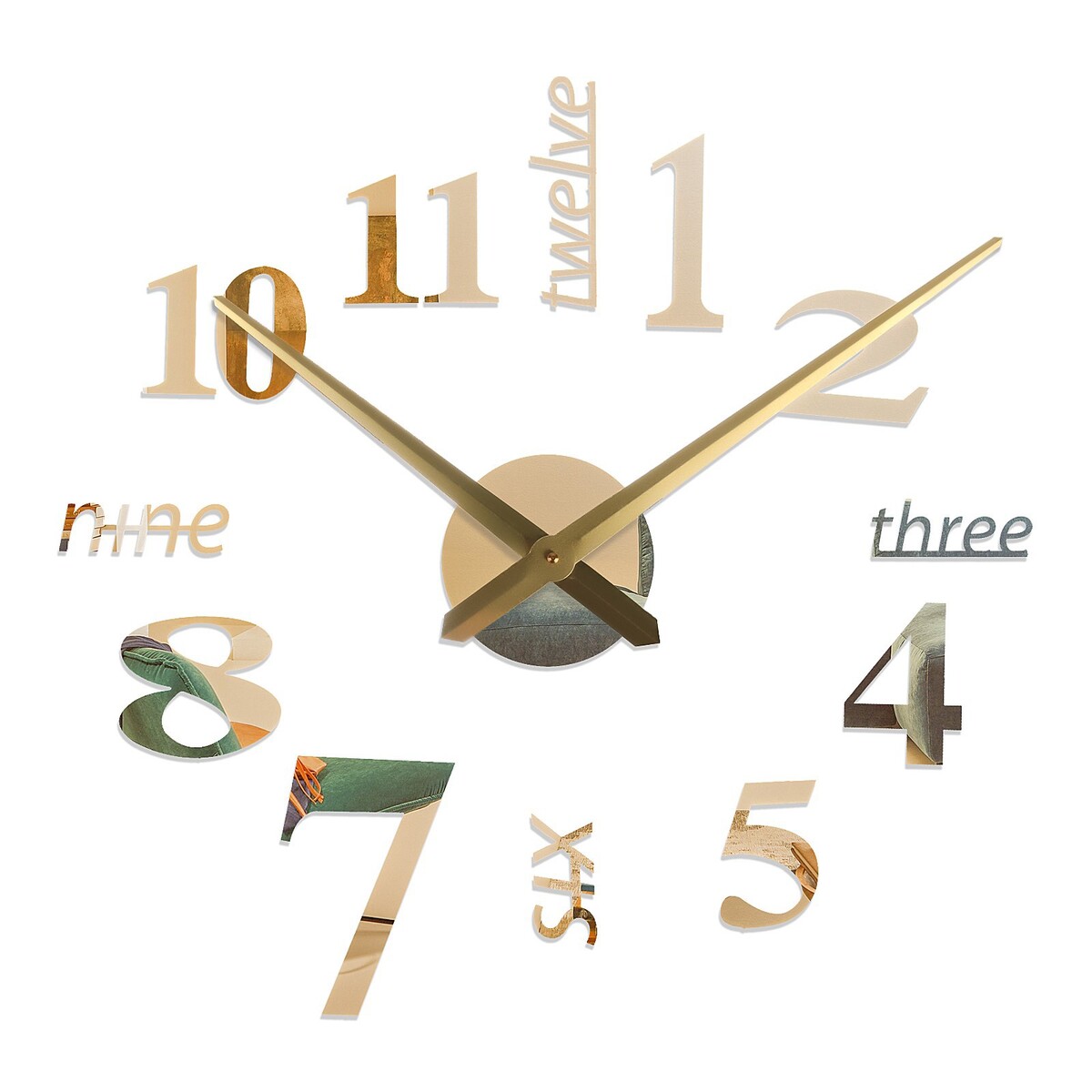 Часы-наклейка, серия: diy, d-120 см, мин. стрелка 39 см, ч. стрелка 31.5 см, золото проклятие черного стрелка