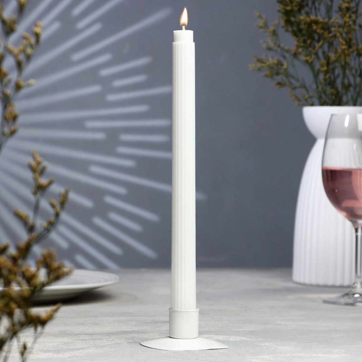 Свеча декоративная тонкая с гранями, 2х26см, белая, 2 ч свеча декоративная 12х6 см колонна bartek candles белая
