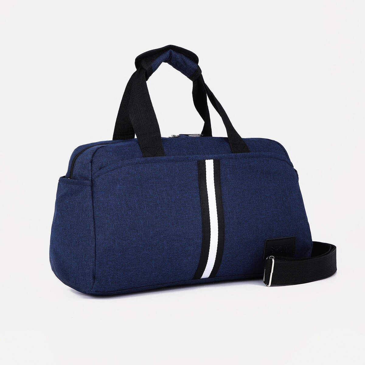Сумка спортивная на молнии, 3 наружных кармана, длинный ремень, цвет синий сумка спортивная на молнии 2 наружных кармана длинный ремень