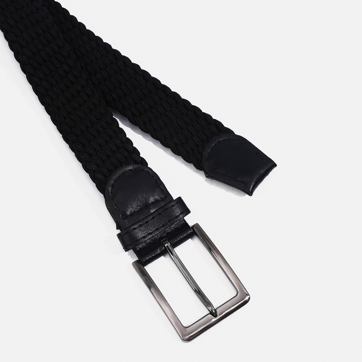 фото Ремень, ширина 3.5 см, резинка, пряжка металл, цвет черный no brand