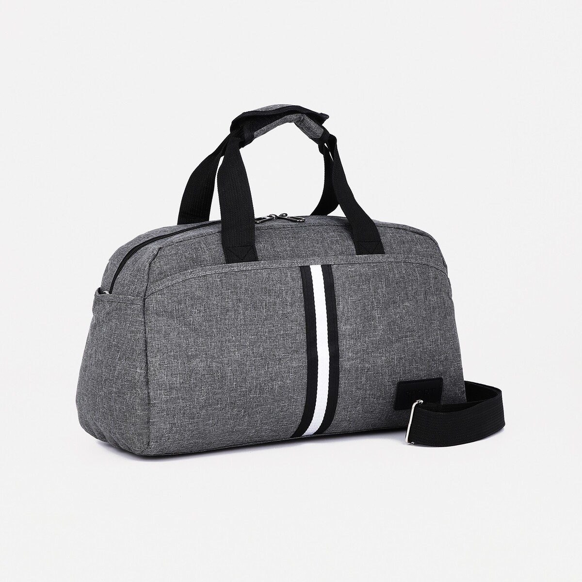 Сумка спортивная на молнии, 3 наружных кармана, длинный ремень, цвет серый ремень для сумки textura серый
