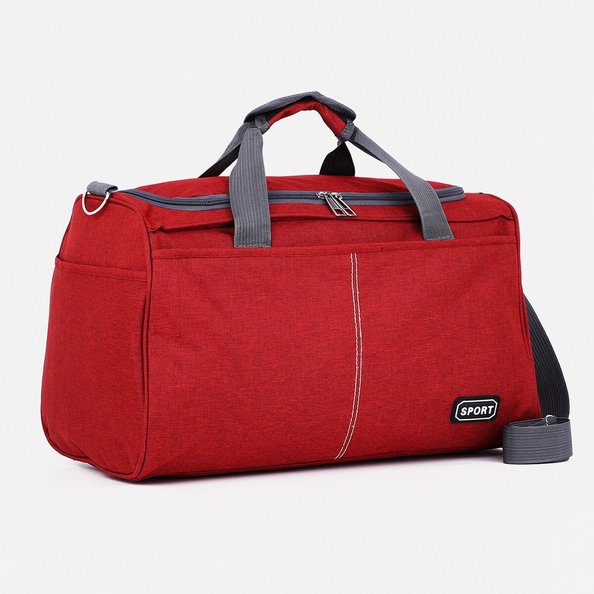 Сумка спортивная на молнии, 2 наружных кармана, длинный ремень, цвет бордовый сумка спортивная на молнии 2 наружных кармана красный