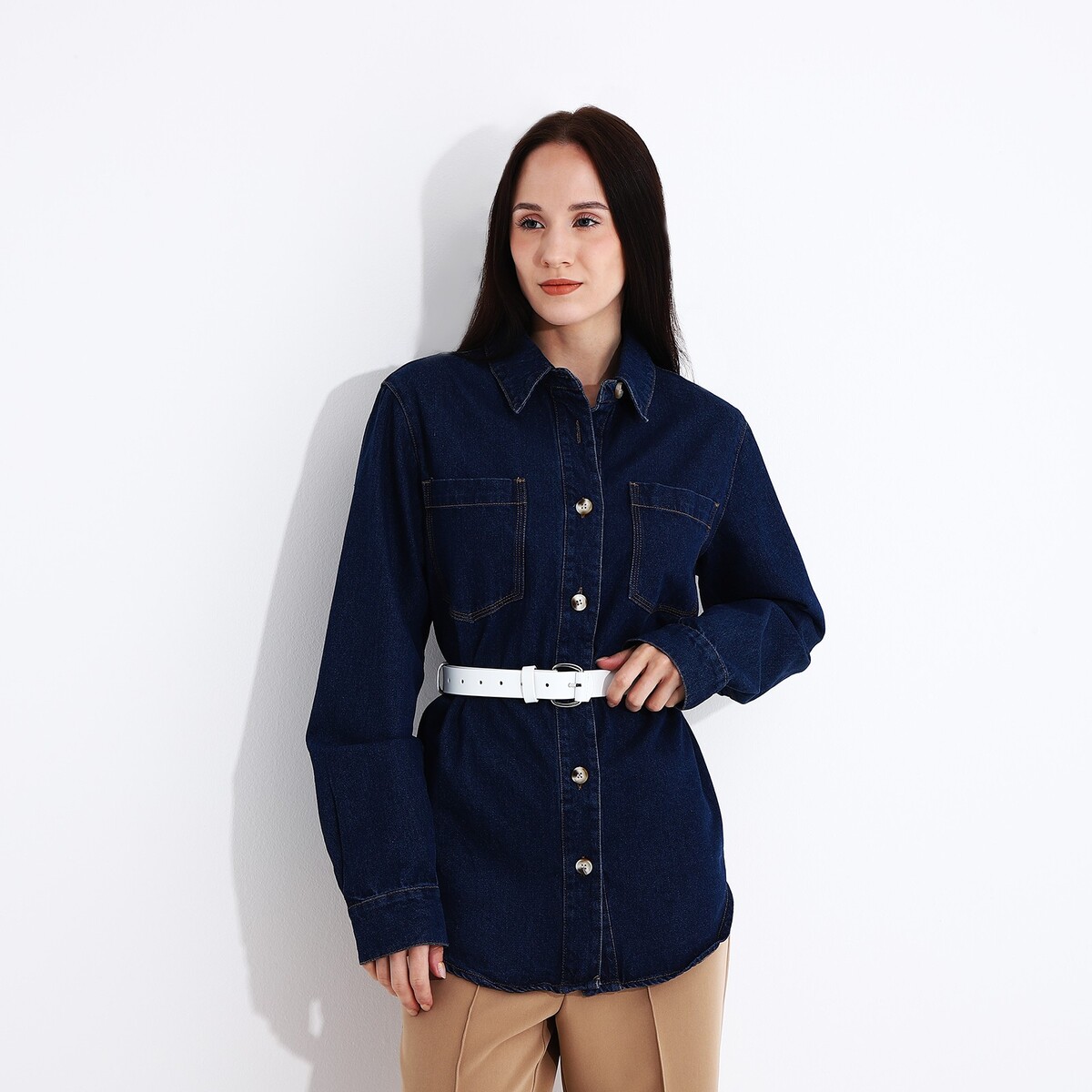 фото Ремень женский, ширина 3 см, винт, пряжка со вставкой, цвет белый no brand