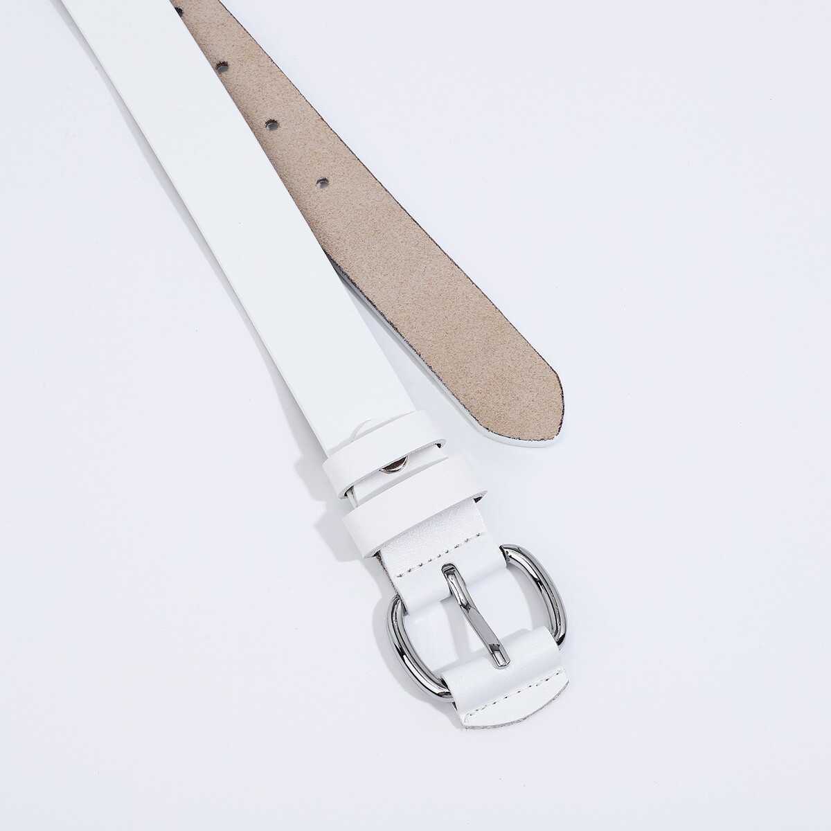 фото Ремень женский, ширина 3 см, винт, пряжка со вставкой, цвет белый no brand