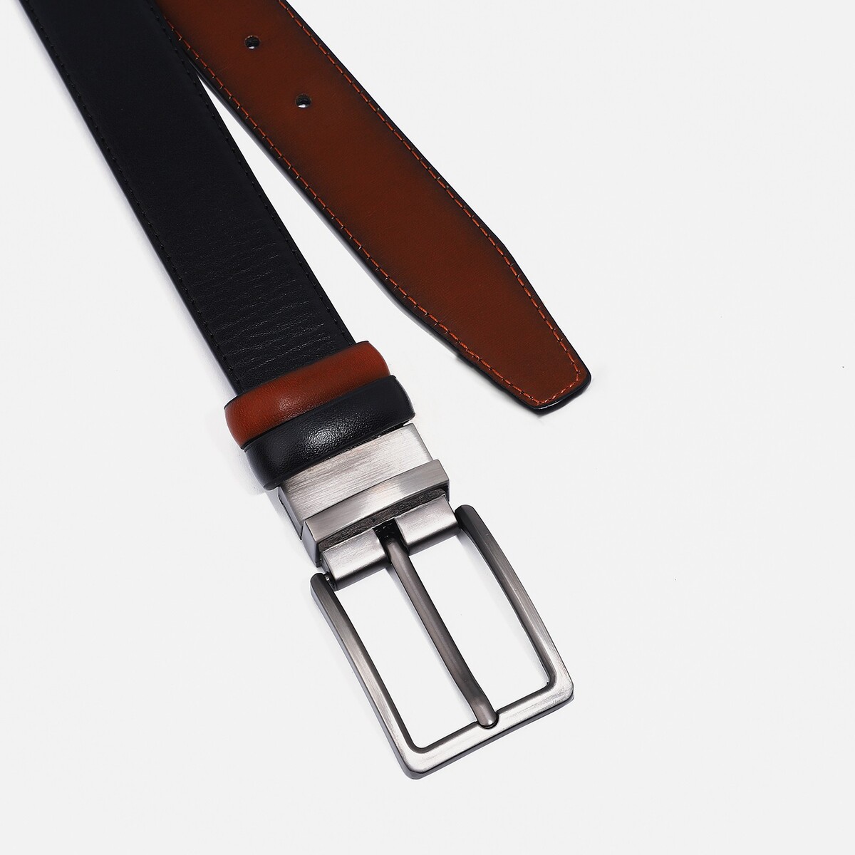 фото Ремень мужской, ширина 3,5 см, винт, пряжка металл, цвет черный/коричневый no brand