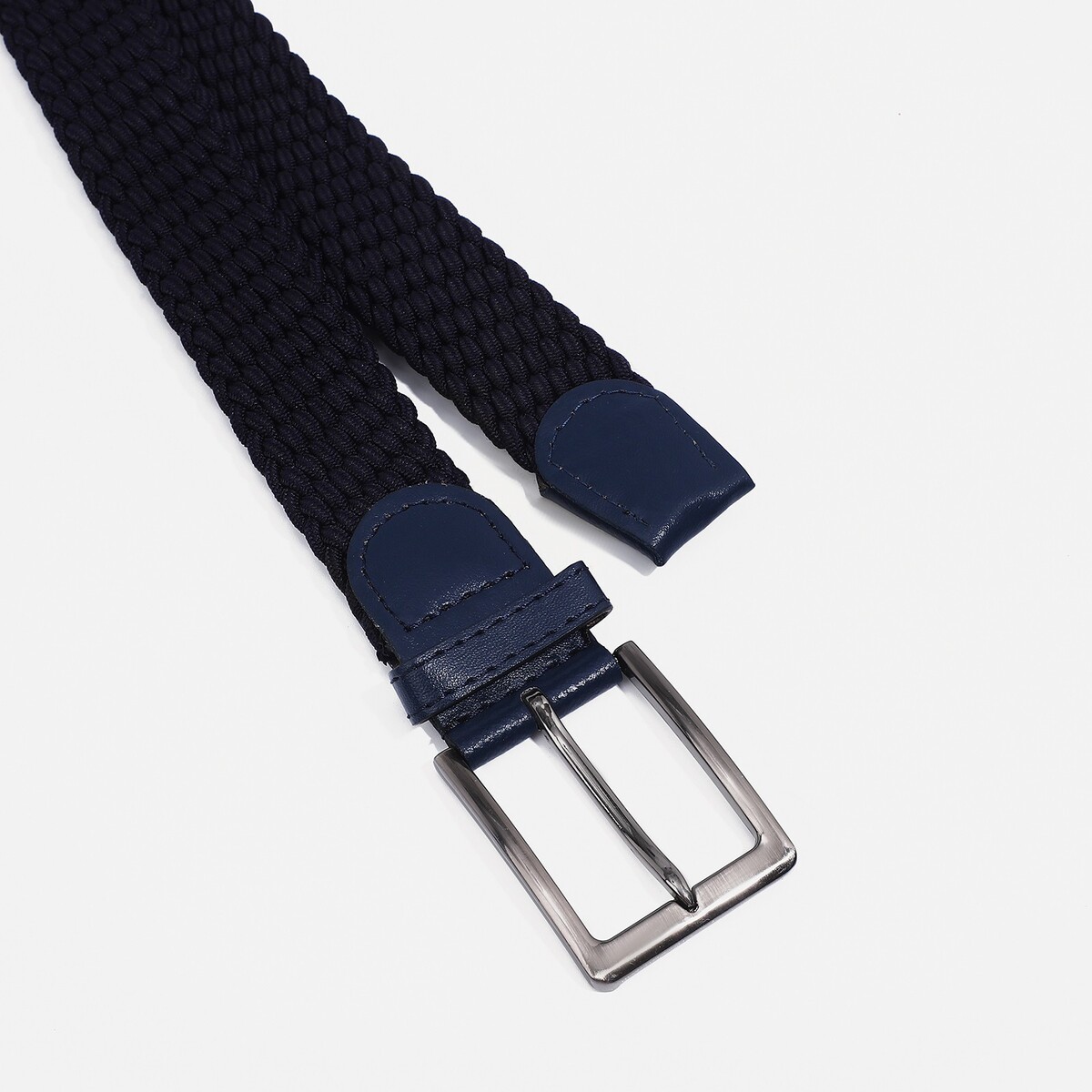 фото Ремень, ширина 3.5 см, резинка, пряжка металл, цвет синий no brand