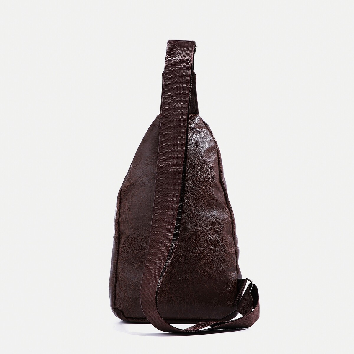 фото Сумка слинг мужская, искусственная кожа, отверстие для наушников, цвет коричневый no brand