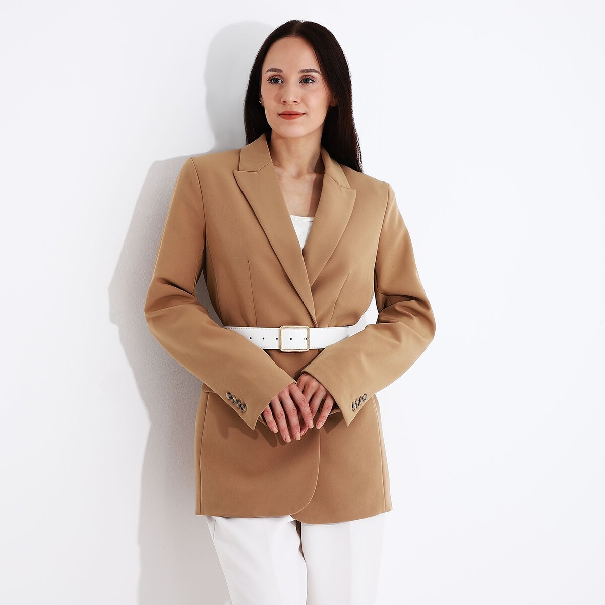 фото Ремень женский, ширина 4 см, пряжка металл, цвет белый no brand