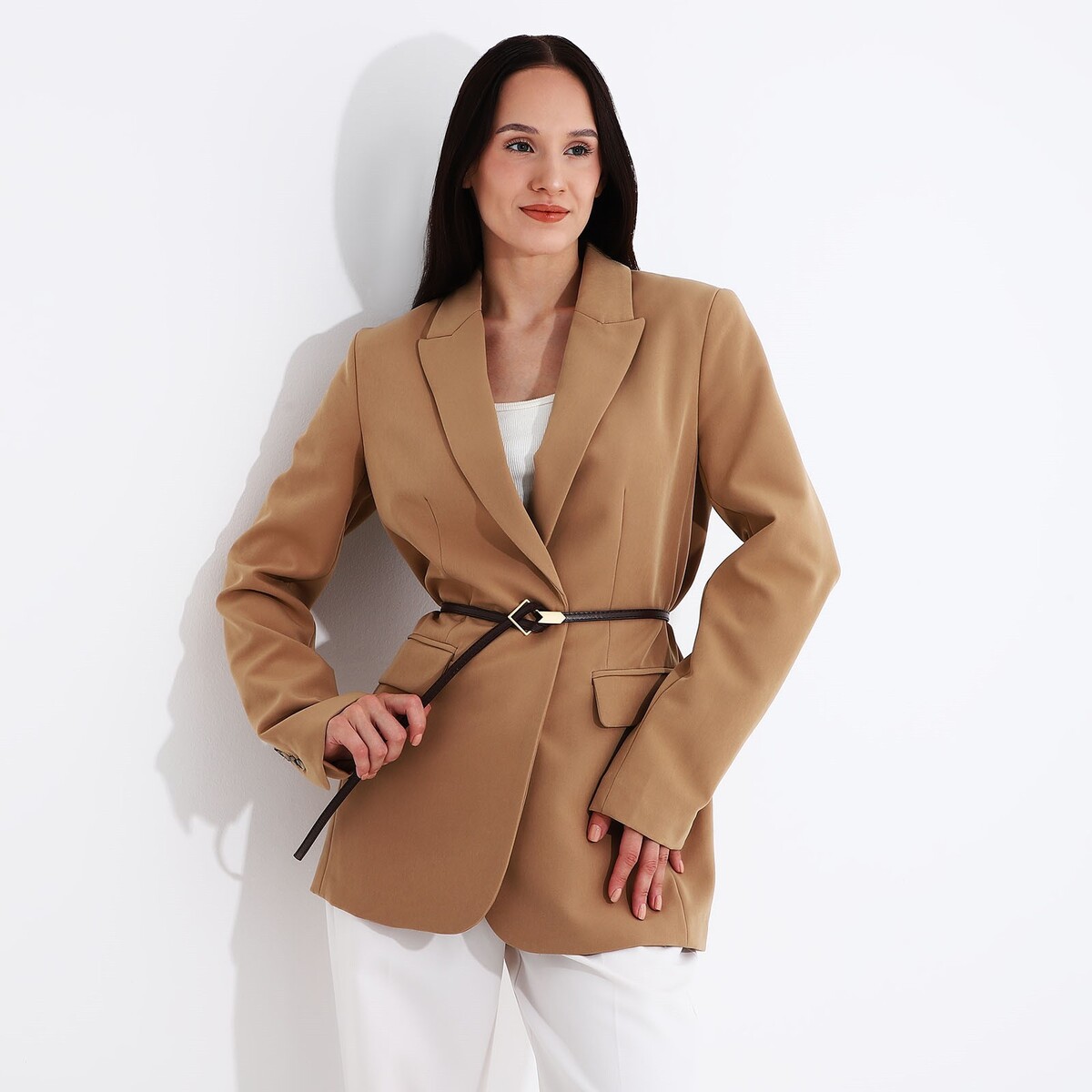 фото Ремень женский, ширина 1 см, пряжка металл, цвет коричневый no brand