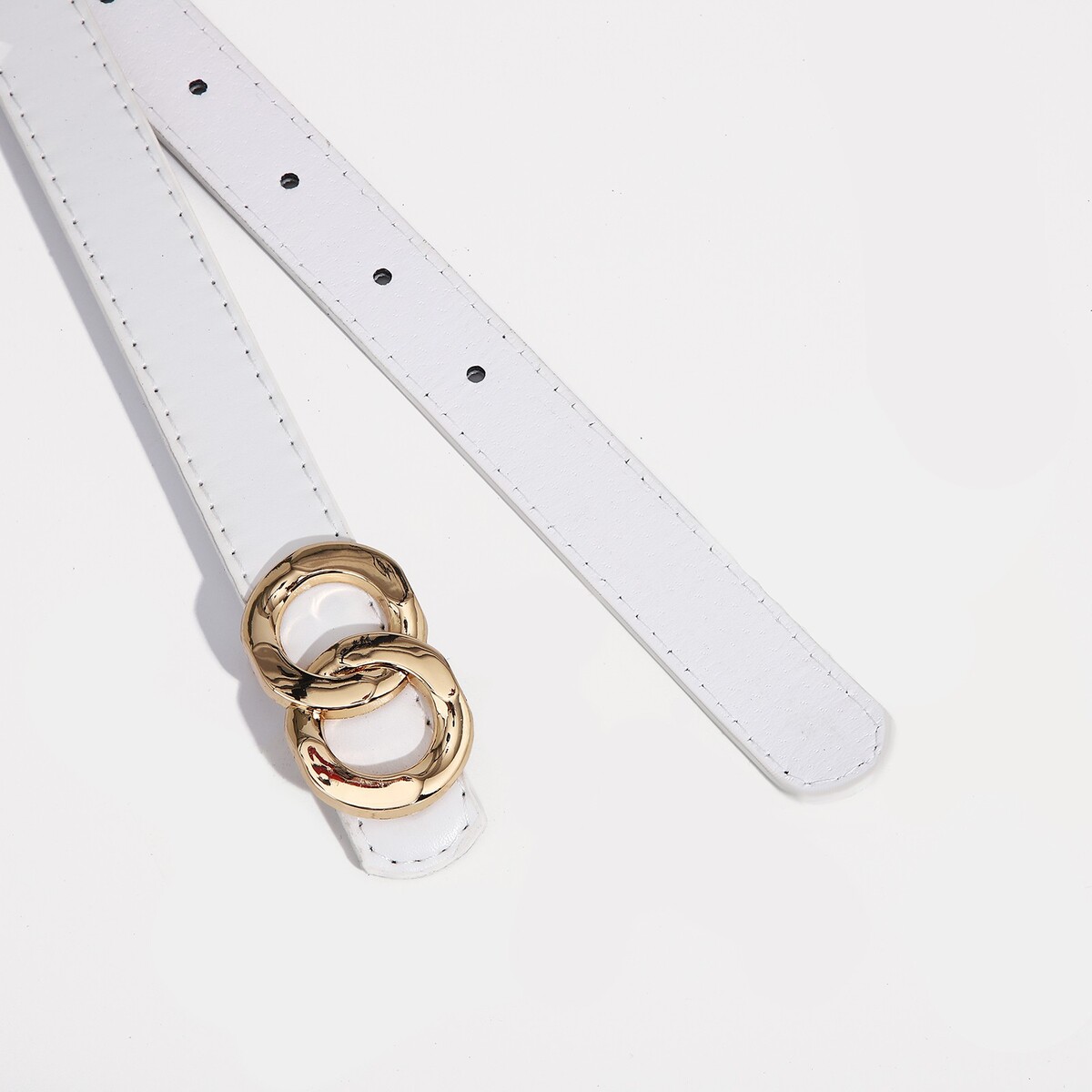 фото Ремень женский, ширина 2,2 см, пряжка металл, цвет белый no brand