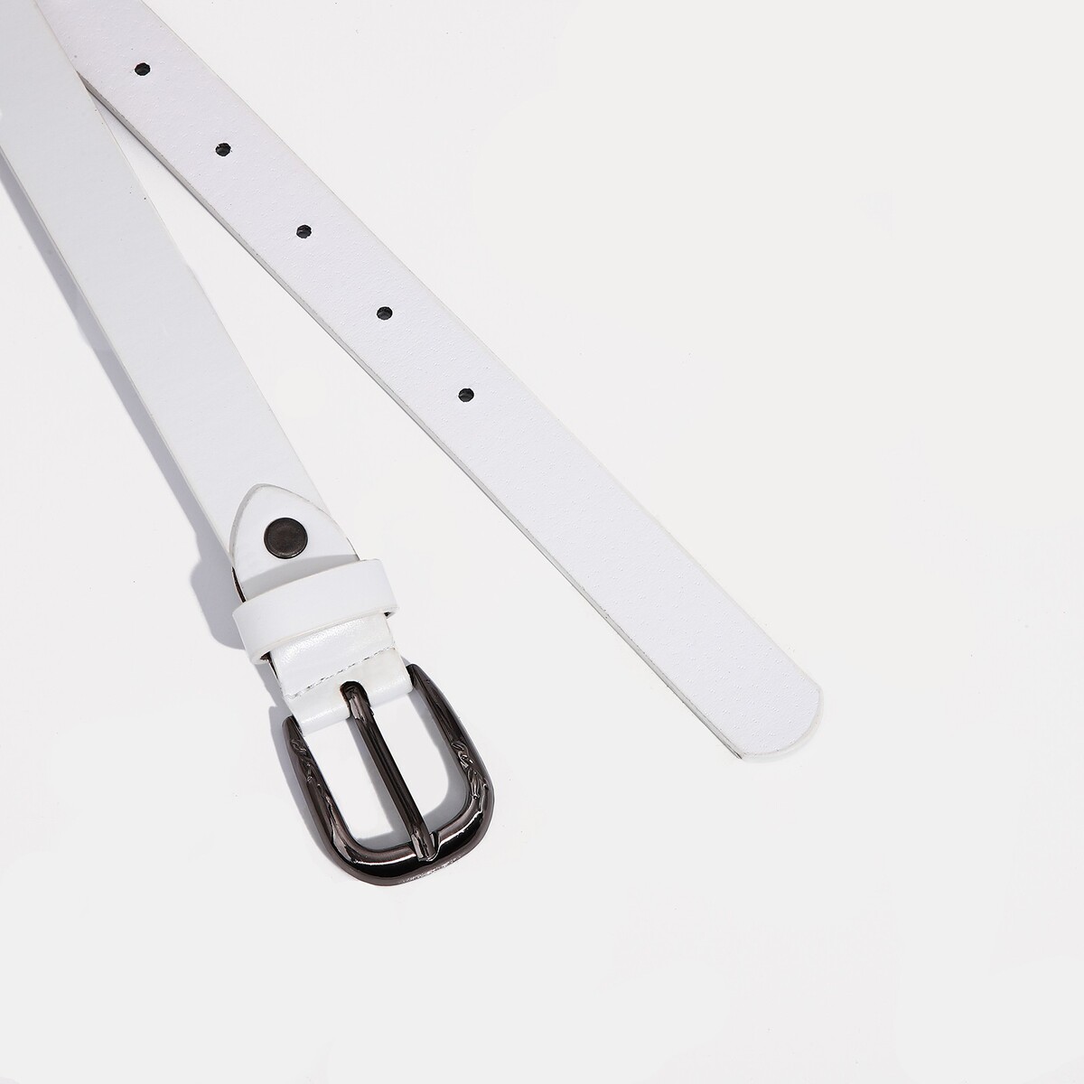 фото Ремень женский, ширина 2,2 см, винт, пряжка металл, цвет белый no brand