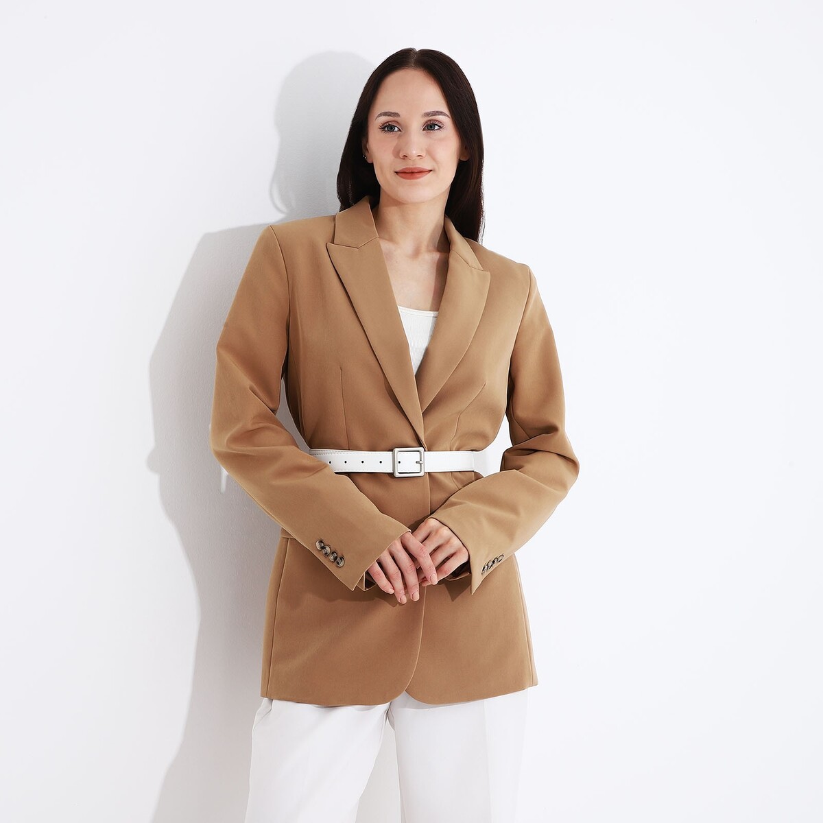 фото Ремень женский, ширина 2,8 см, винт, пряжка металл, цвет белый no brand