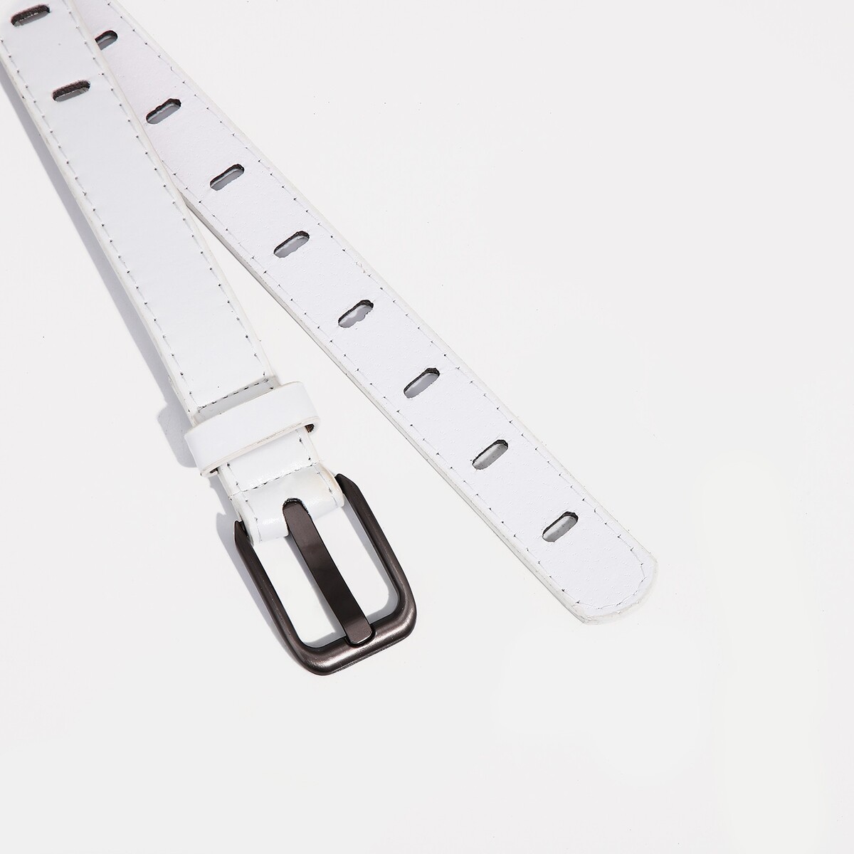 фото Ремень женский, ширина 2,2 см, пряжка металл, цвет белый no brand