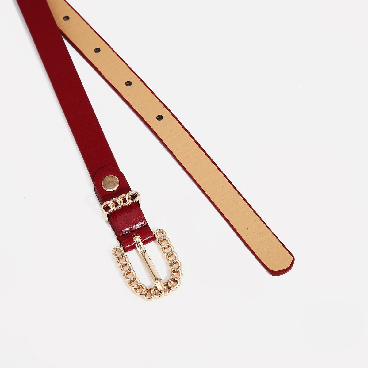 фото Ремень женский, ширина 1.4 см, пряжка металл, цвет бордовый no brand