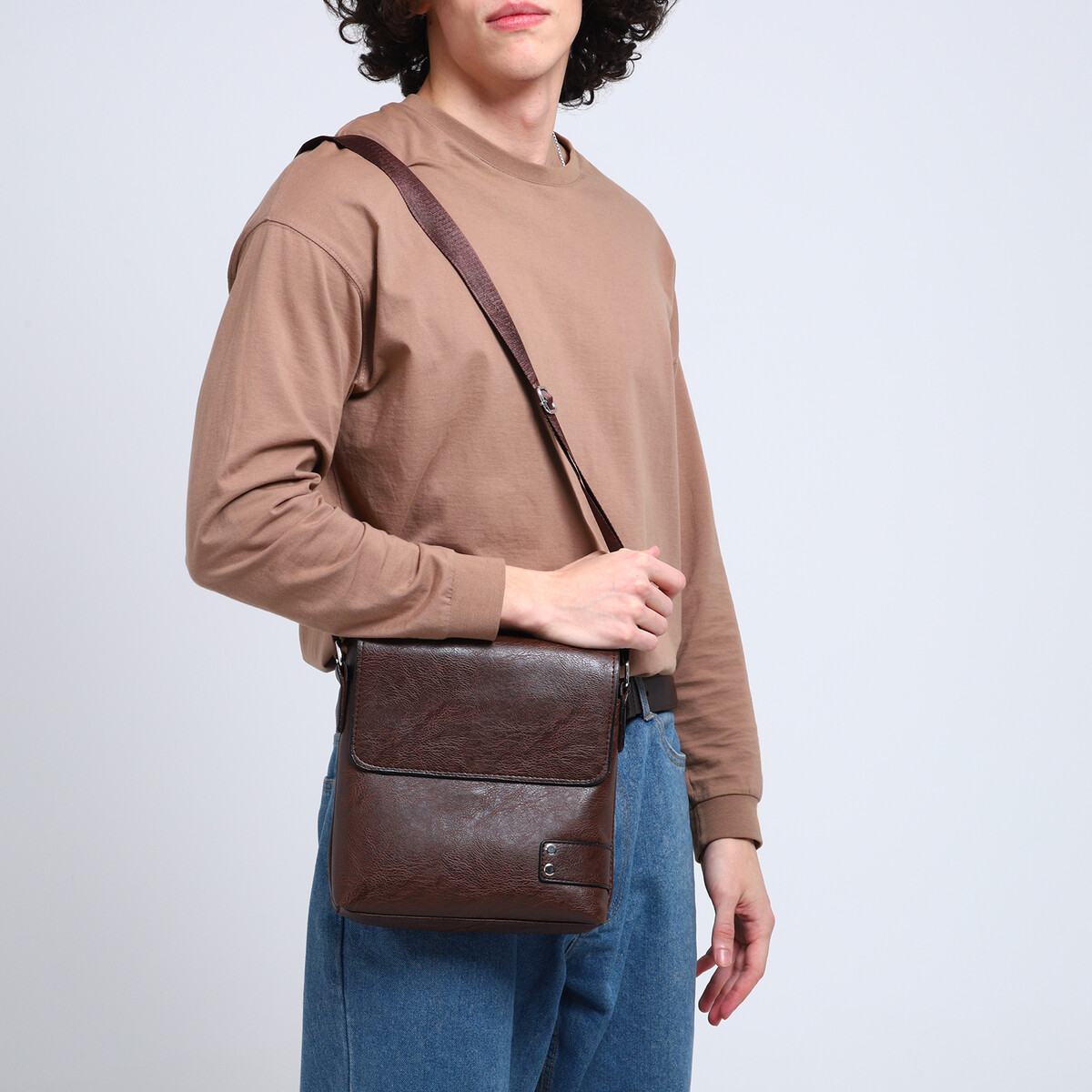 фото Сумка мужская, цвет коричневый no brand