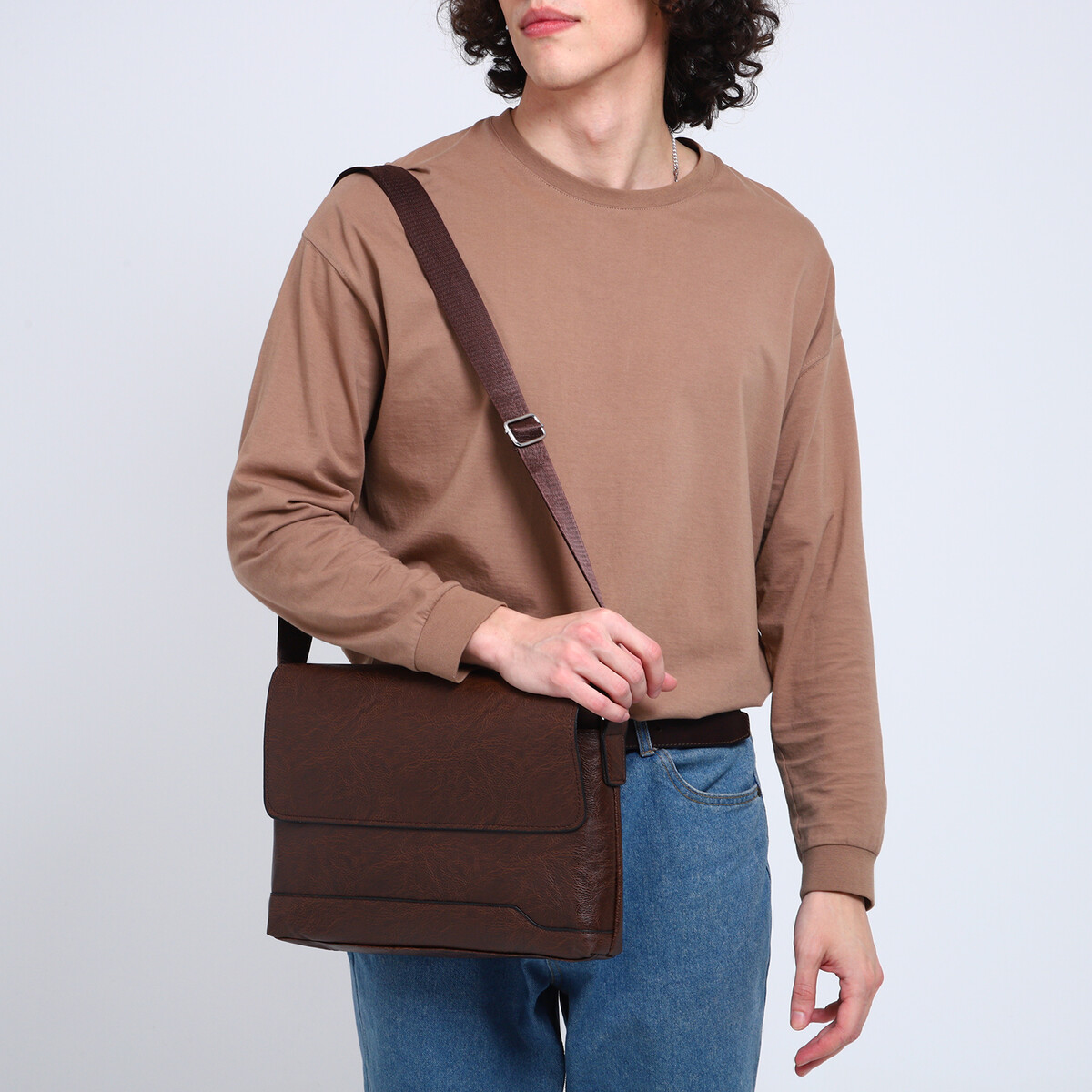 фото Сумка мужская, цвет коричневый no brand