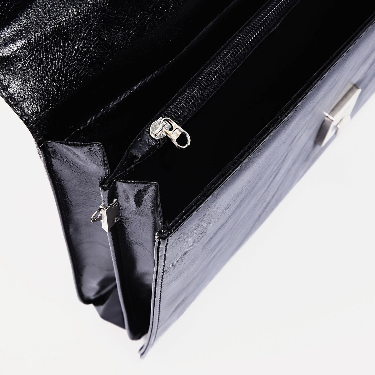 Портфель деловой на клапане, длинный ремень, цвет черный No brand 05592832 - фото 5