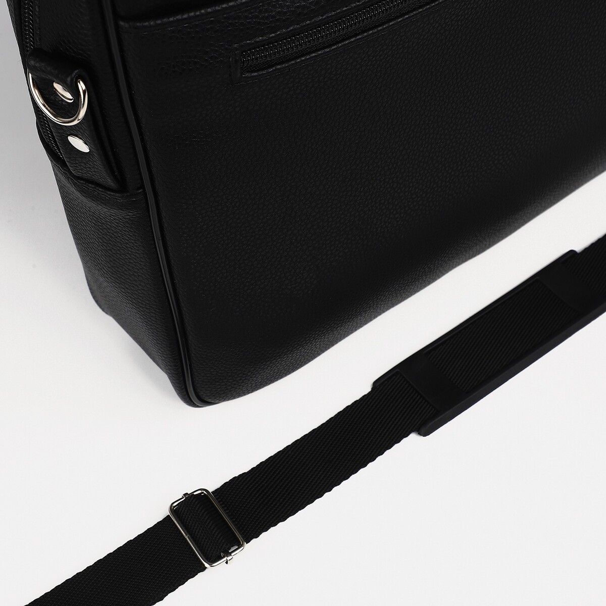 Сумка деловая на молнии, 2 наружных кармана, цвет черный TEXTURA 05592918 портфель - фото 5