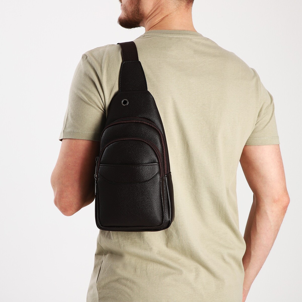 Сумка слинг мужская из искусственной кожи, цвет коричневый рюкзак сумка мужская текстиль