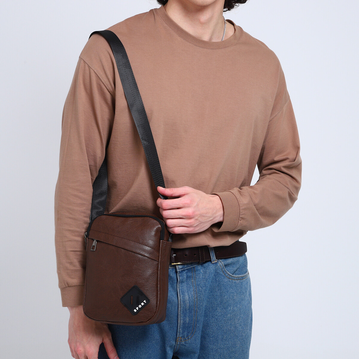 фото Сумка мужская, цвет коричневый no brand