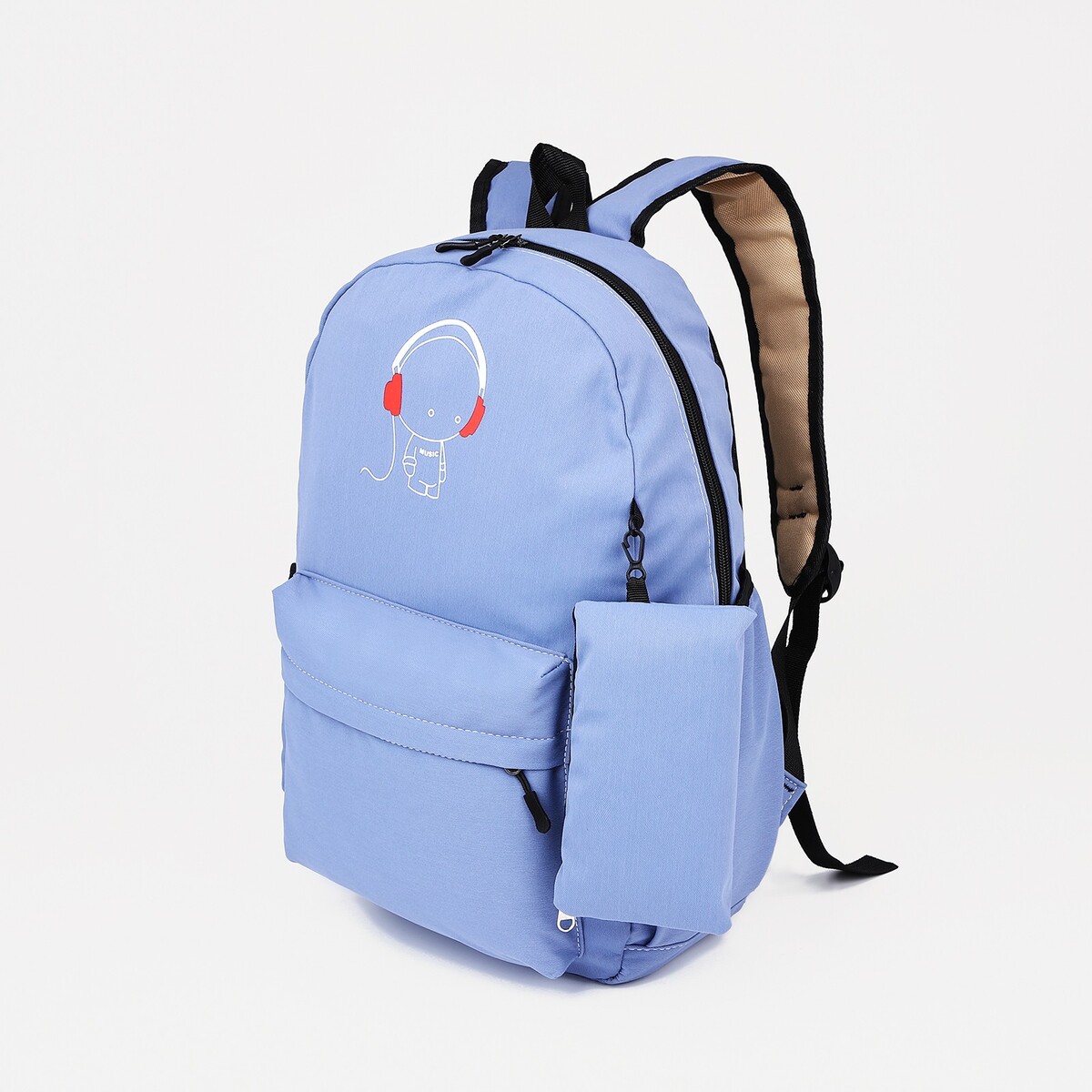 Рюкзак школьный из текстиля на молнии, 3 кармана, кошелек, цвет сиреневый рюкзак школьный из текстиля на молнии 4 кармана сиреневый