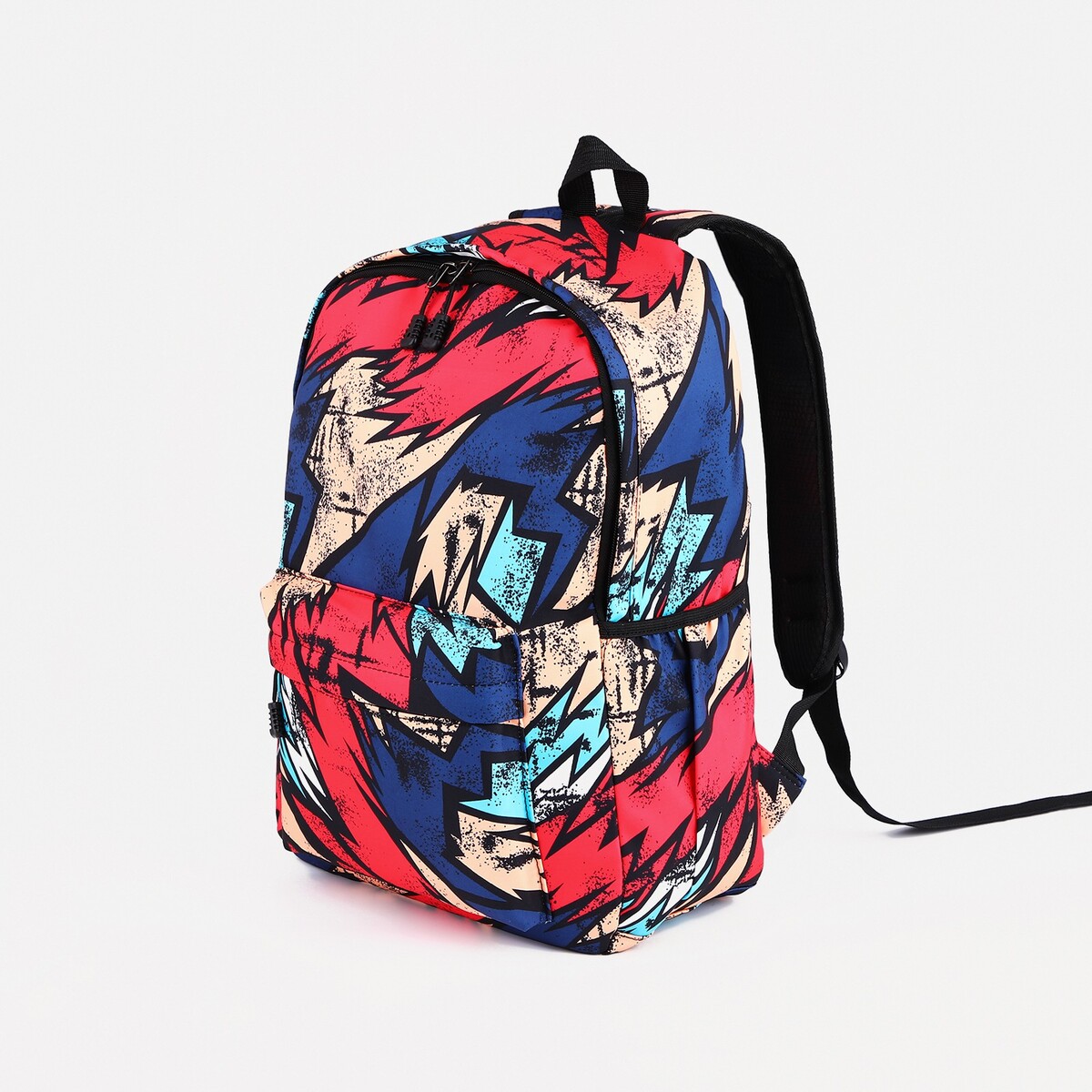 Рюкзак школьный из текстиля на молнии, 3 кармана, цвет красный/синий школьный рюкзак erichkrause ergoline cybersport с наполнением зелено красный 51906